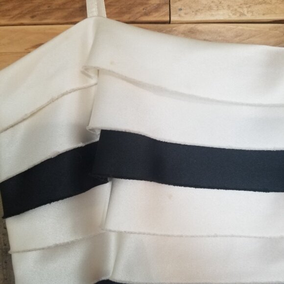 BCBG Black & White Striped Tiered, Strapless A-Line - Picture 4 of 5